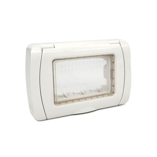 placca di protezione idrobox con coperchio bianca 3 moduli grado di protezione ip55 compatibile matix mapam s5003b
