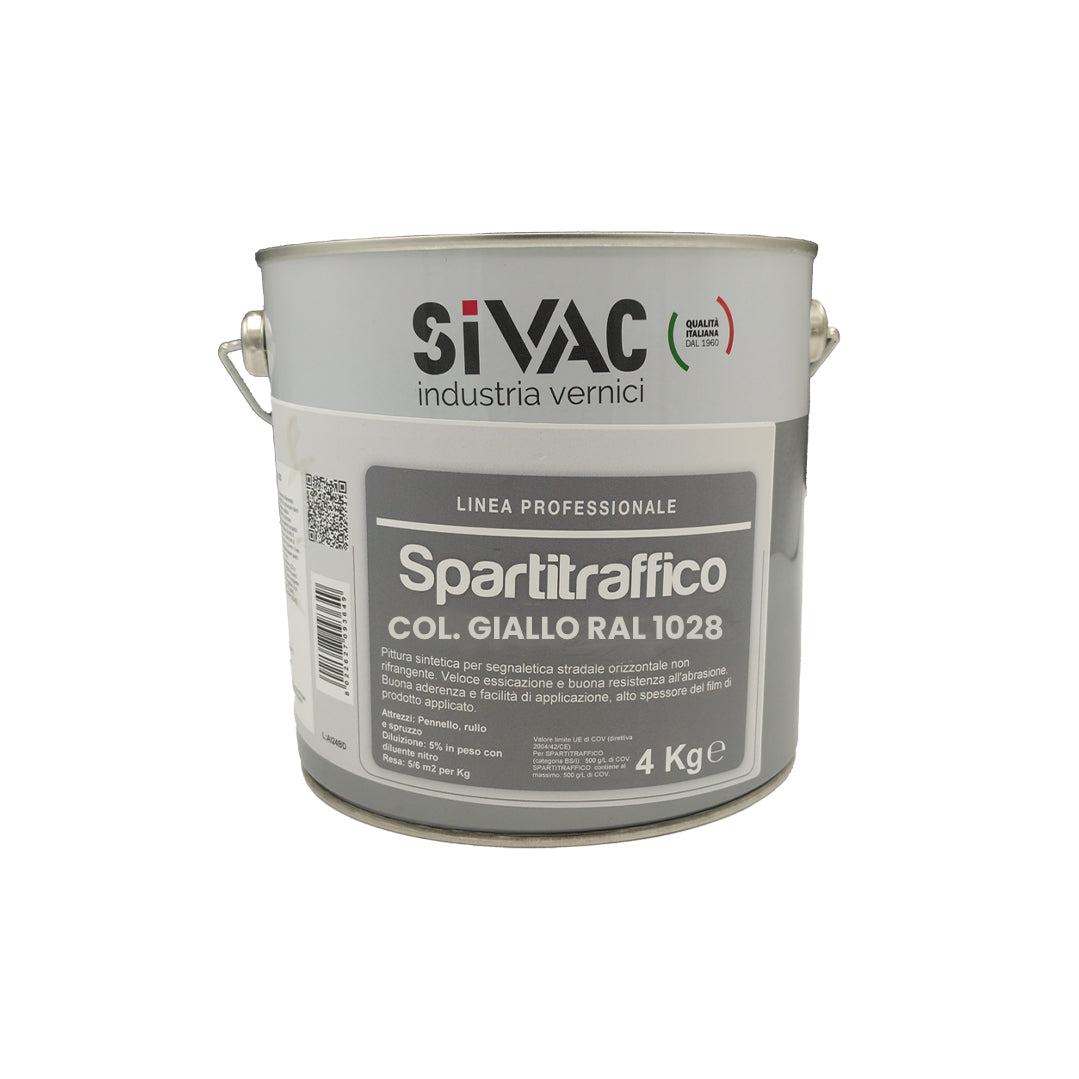 Pittura Spartitraffico Gialla per Segnaletica Stradale 4KG SiVAC