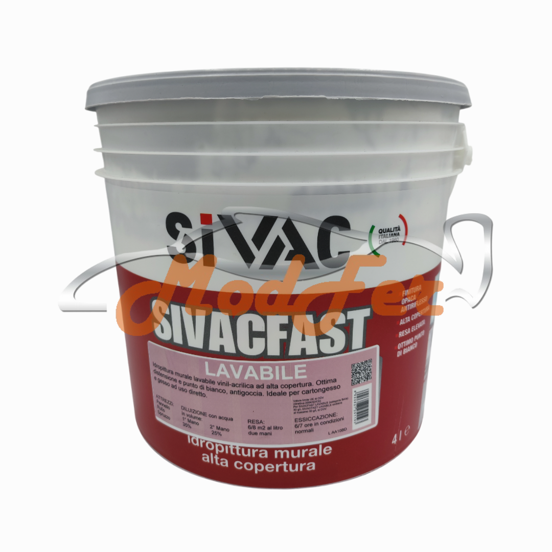 pittura lavabile bianca per cartongesso e gesso sivacfast sivac da litri 4