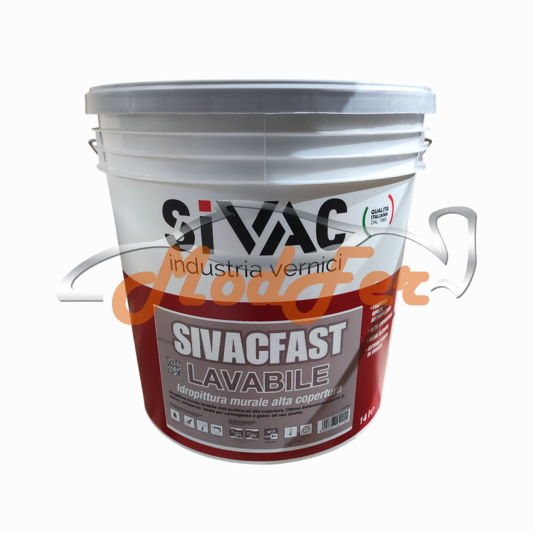 pittura lavabile bianca per cartongesso e gesso sivacfast sivac da litri 14