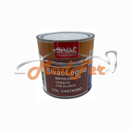foto latta impregnante cerato protettivo per legno color castagno sivac leg050 ml 750