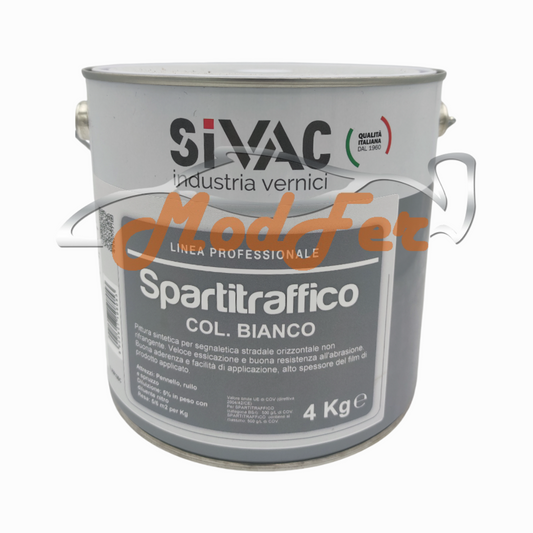 spartitraffico, pittura segnaletica bianca, resistente all'abrasione, sivac spa030