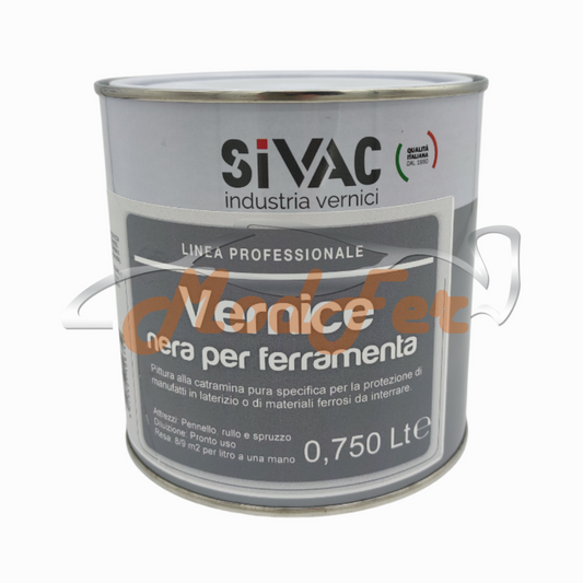 vernice nera per ferramenta, catramina pura, protezione manufatti in laterizio, ferro, sivac spe020