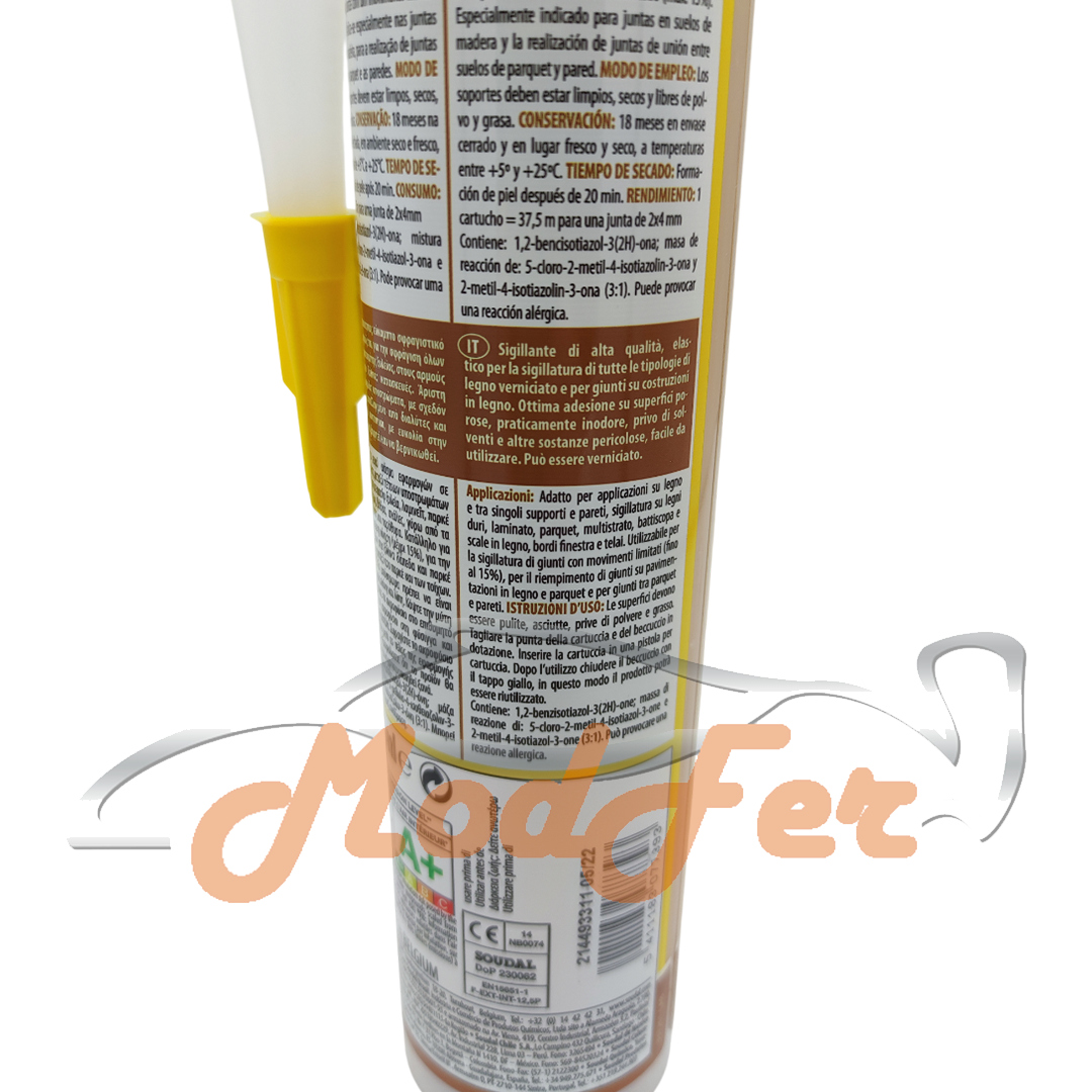 silicone ad acqua per legno e parquet ciliegio 300ml soudal