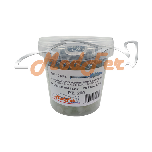 Tasselli Autoperforanti per Cartongesso con Vite 15x40 MM.