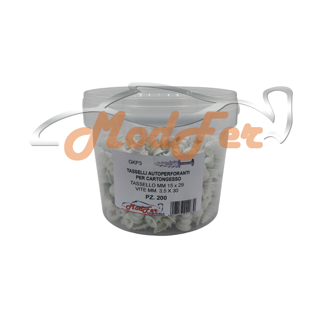 Tasselli Autoperforanti per Cartongesso con Vite TSP Zincata 3,5x30 MM.