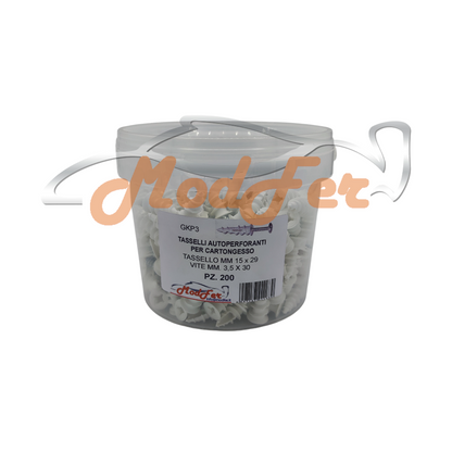 Tasselli Autoperforanti per Cartongesso con Vite TSP Zincata 3,5x30 MM.