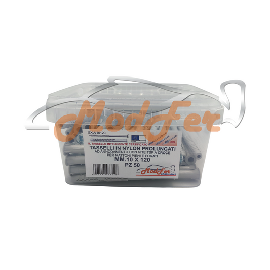 Tasselli in Nylon Prolungati 10x120 MM. con Vite a Croce