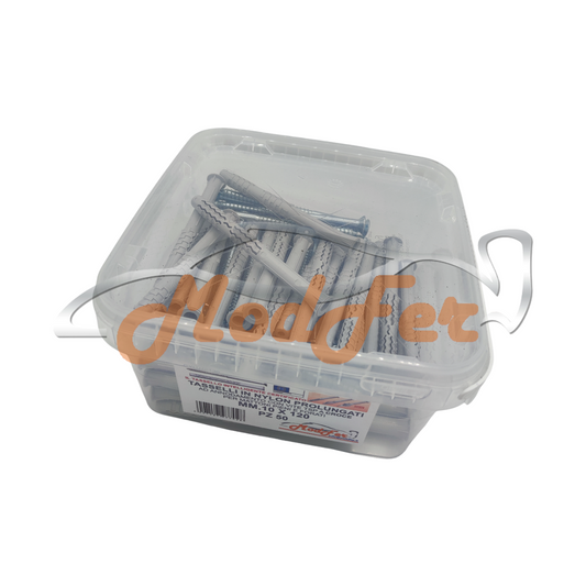 Tasselli in Nylon Prolungati 10x120 MM. con Vite a Croce