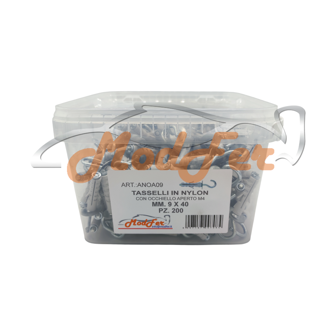 Tasselli in Nylon con Occhiello Aperto M4 9x40 MM.