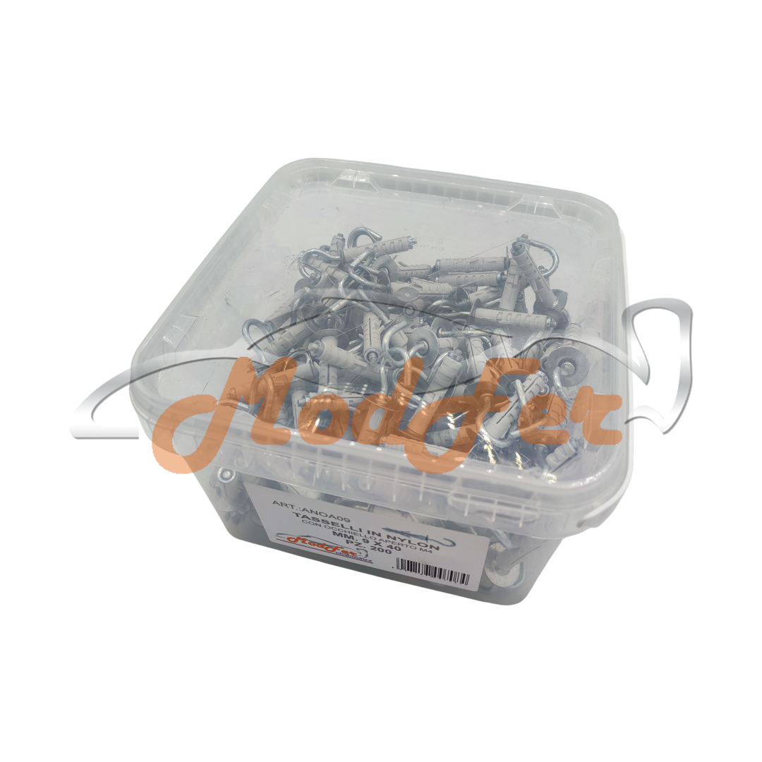 Tasselli in Nylon con Occhiello Aperto M4 9x40 MM.