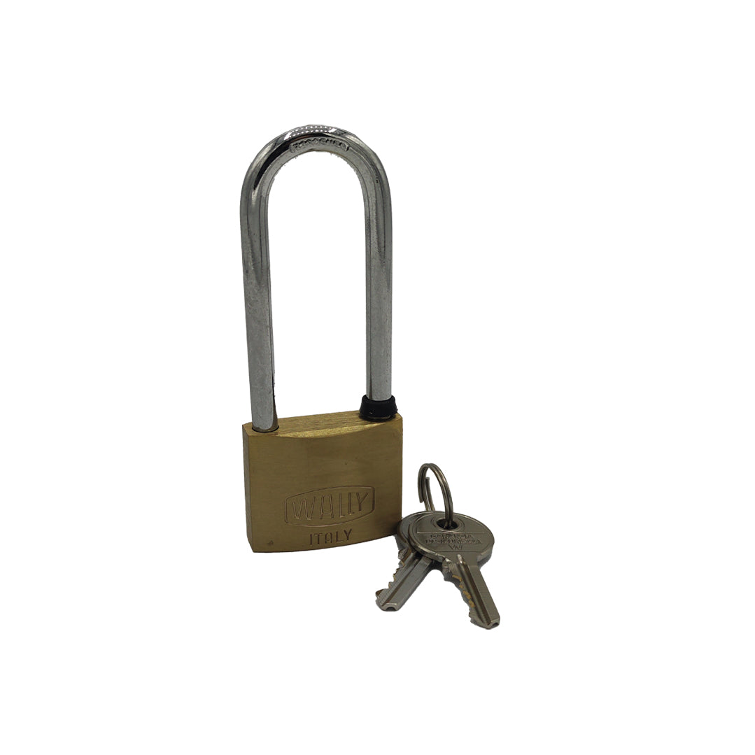 Lucchetto in ottone Wally 275EL da 40 mm con arco extra lungo in acciaio e due chiavi

