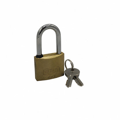 Lucchetto in ottone Wally 275L da 40 mm con arco lungo in acciaio e due chiavi
