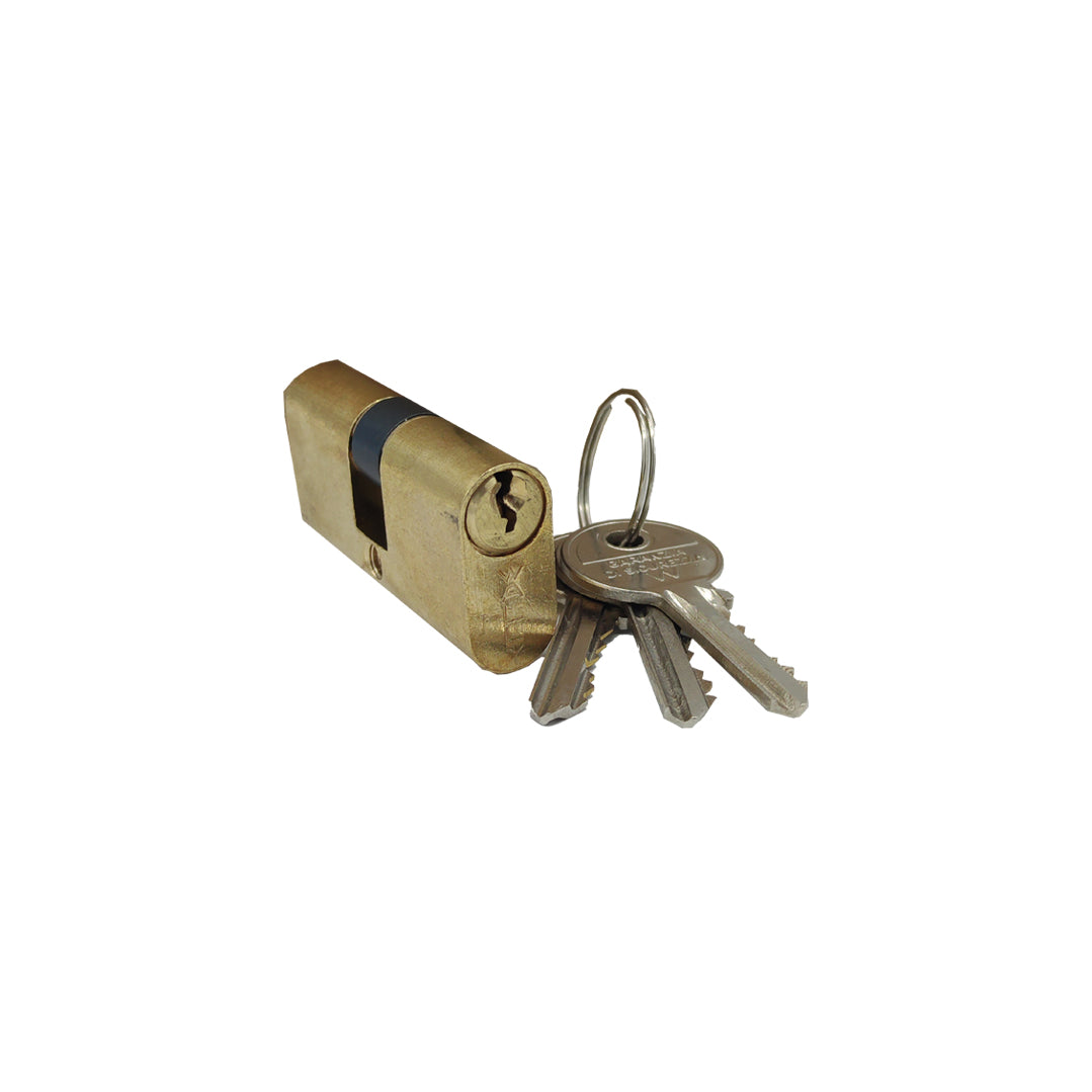 Cilindro a profilo ovale in ottone Wally 64-01 da 54 mm con tre chiavi

