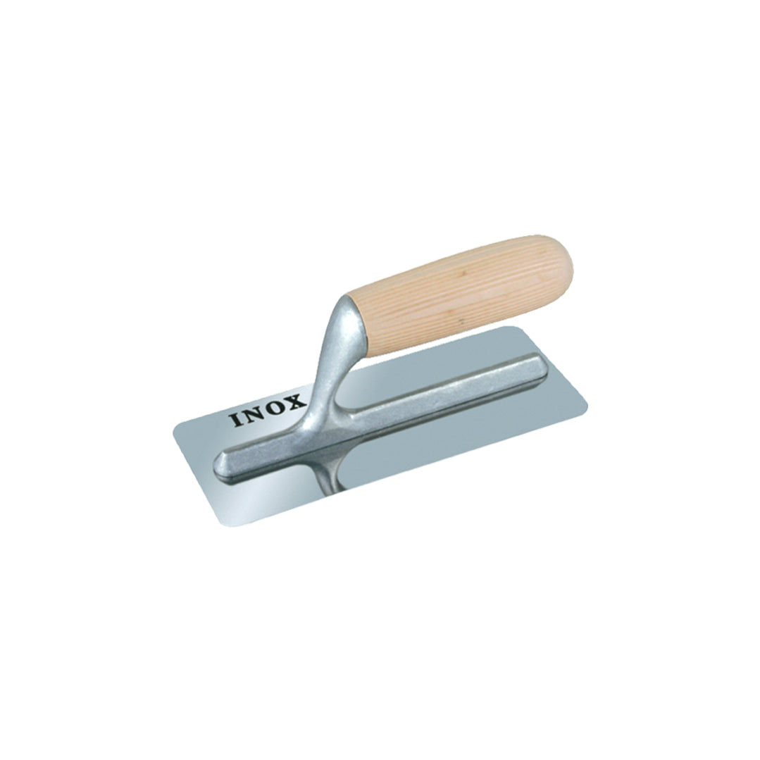Frattone per rasatura stuccatura acciaio inox 280x120mm angoli arrotondati lama trapezoidale manico legno Z310 Mito Cinquestelle
