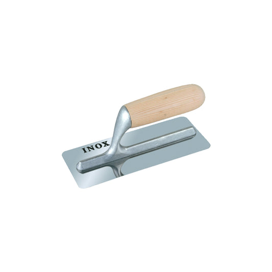 Frattone per rasatura stuccatura acciaio inox 280x120mm angoli arrotondati lama trapezoidale manico legno Z310 Mito Cinquestelle