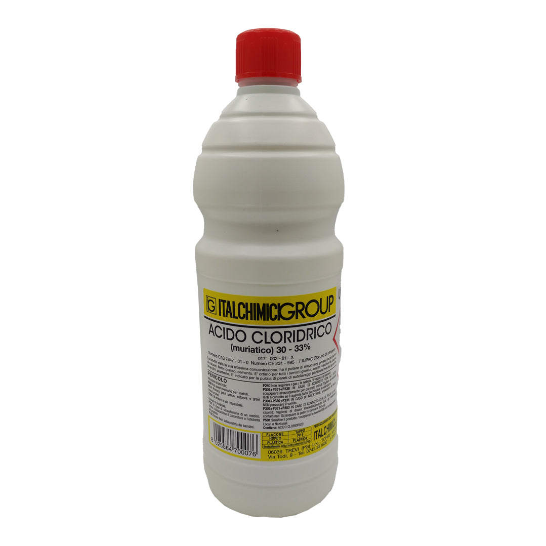 Acido cloridrico muriatico 30-33% 1 litro disincrostante per gres piastrelle e manufatti cementizi – Italchimici 50007