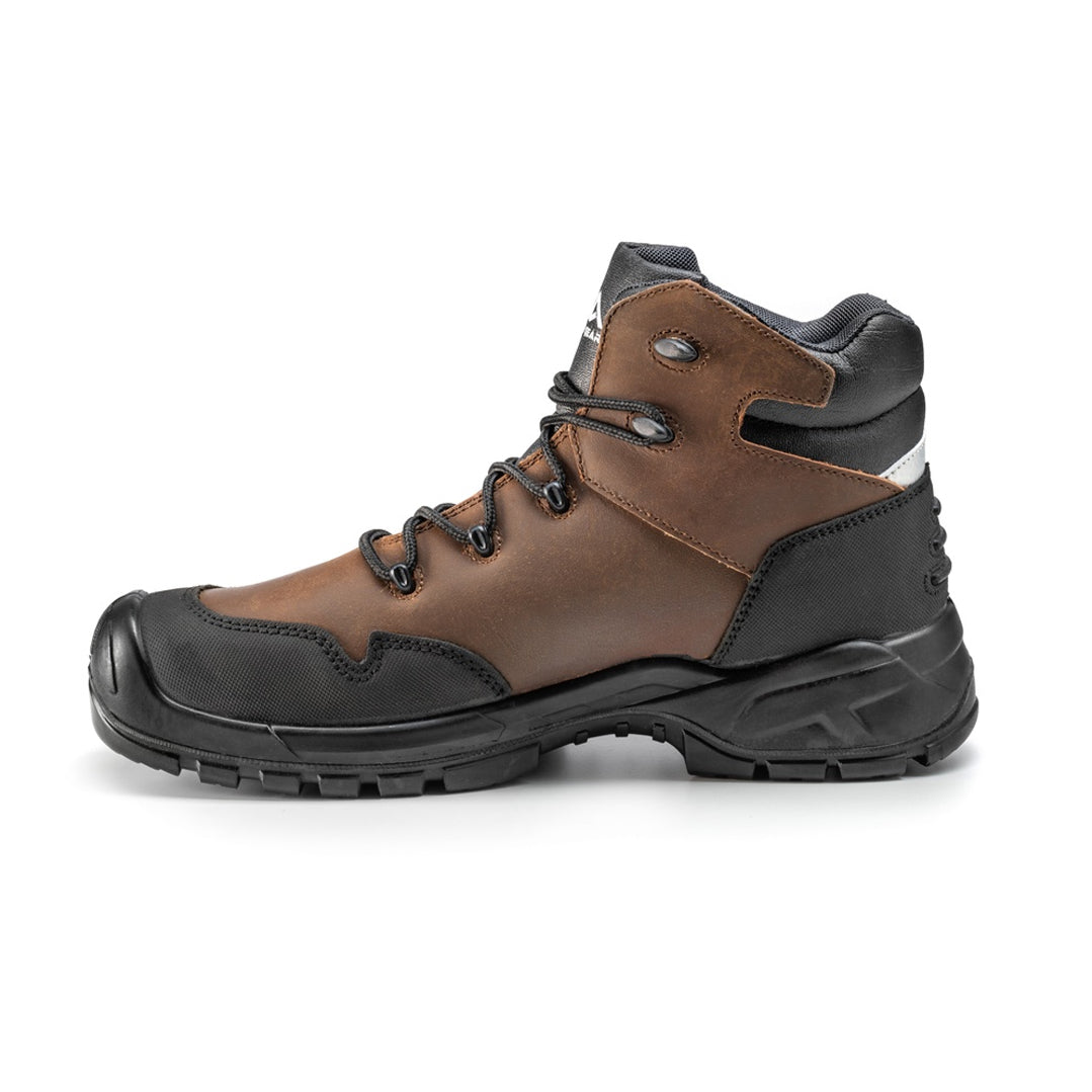 Scarpa antinfortunistica alta in pelle marrone Active Gear A-Force vista laterale – S3L FO SR