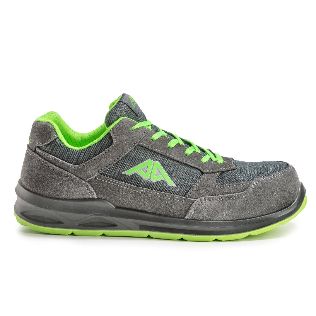 Scarpa bassa antinfortunistica verde in pelle scamosciata Active Gear A-Look vista laterale 2  – S1-P SRC