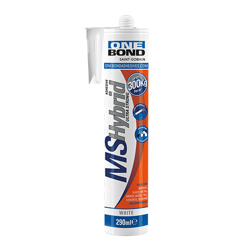 Adesivo sigillante OneBond MS Hybrid Ultra Strong bianco da 290 ml, colla ad alta resistenza per edilizia
