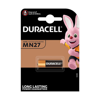 Batteria alcalina MN27 12V Duracell per telecomandi, campanelli wireless, allarmi e localizzatori