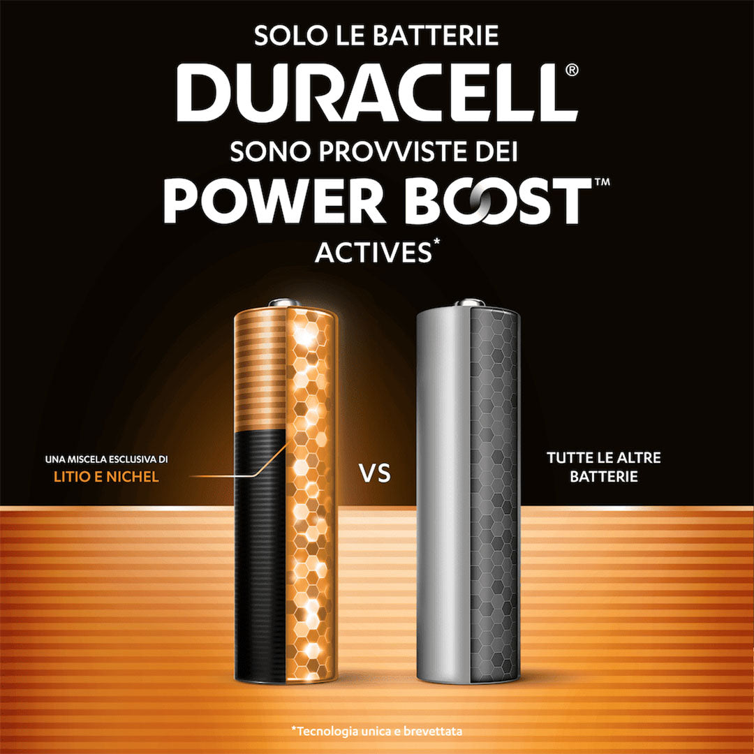 Confronto prestazioni Power Boost Duracell Plus, superiore rispetto ad altre batterie alcaline