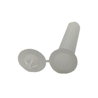 Dettaglio bussola retinata PVC 15x85 mm, tassello con rete espandibile per ancoraggio