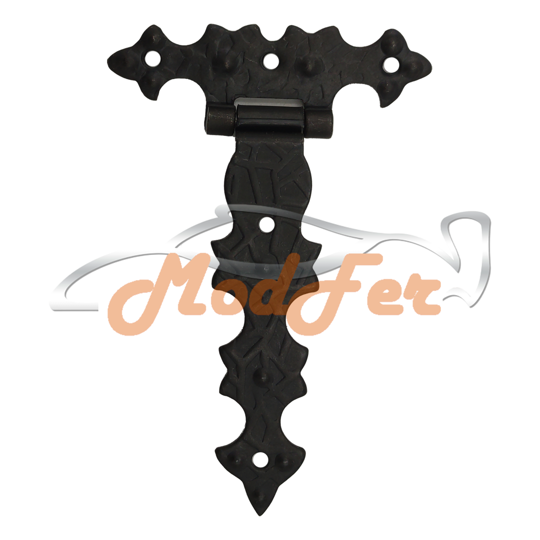 cerniera rustica curva in ferro brunito 70x100 mm