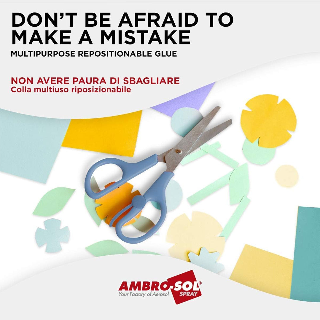 Colla multiuso riposizionabile spray applicazione su carta– Ambro-Sol 1257