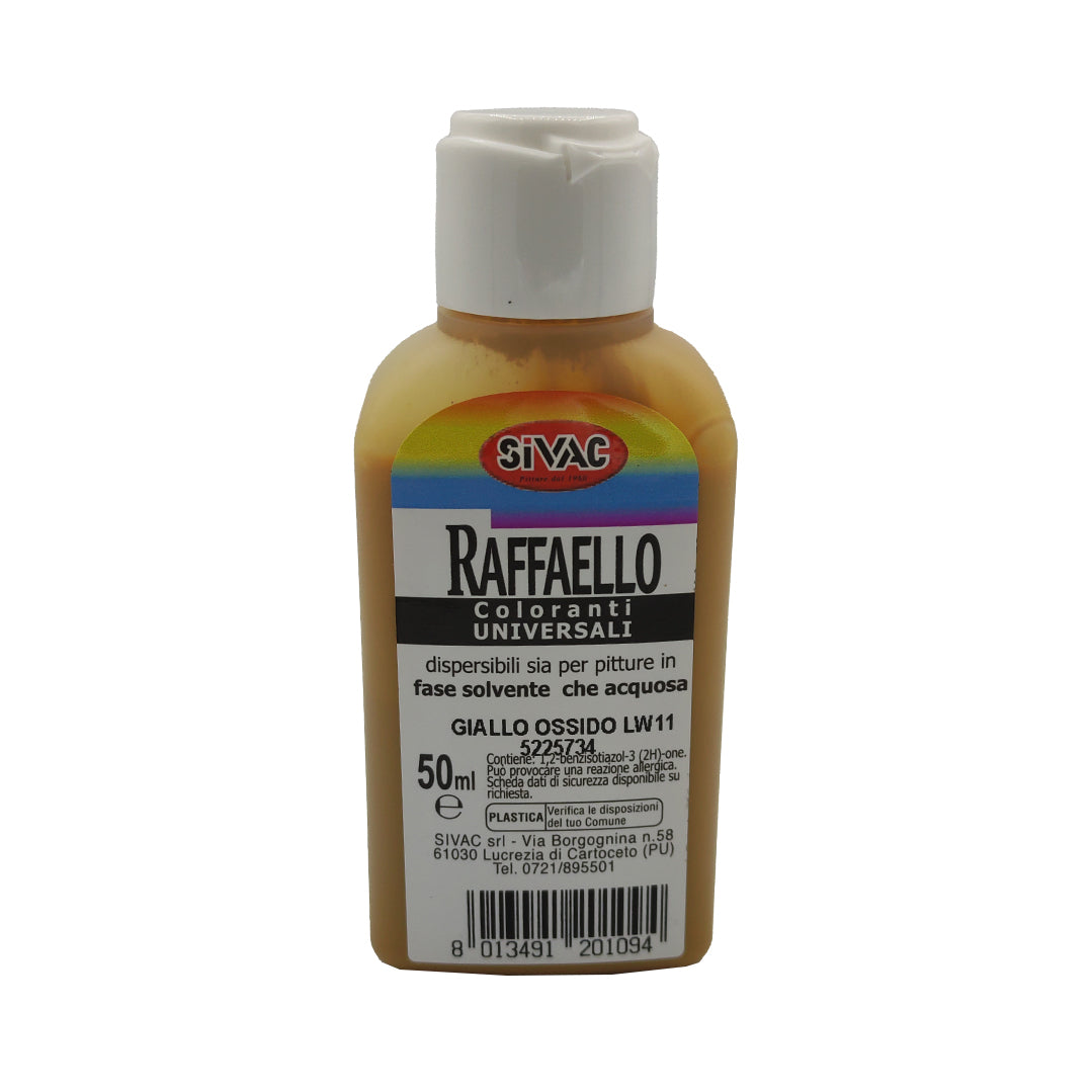 Colorante universale Giallo Ossido LW11 50ml Raffaello SiVAC – ad alta concentrazione per idropitture, smalti sintetici e ad acqua