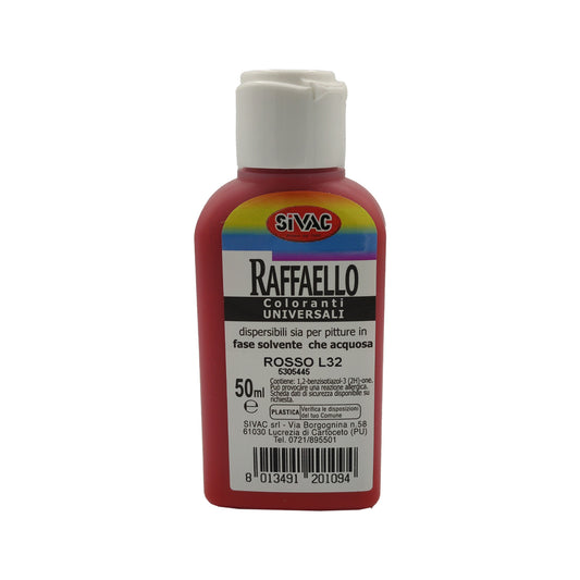 Colorante universale Rosso L32 50ml Raffaello SiVAC – ad alta concentrazione per idropitture, smalti sintetici e ad acqua