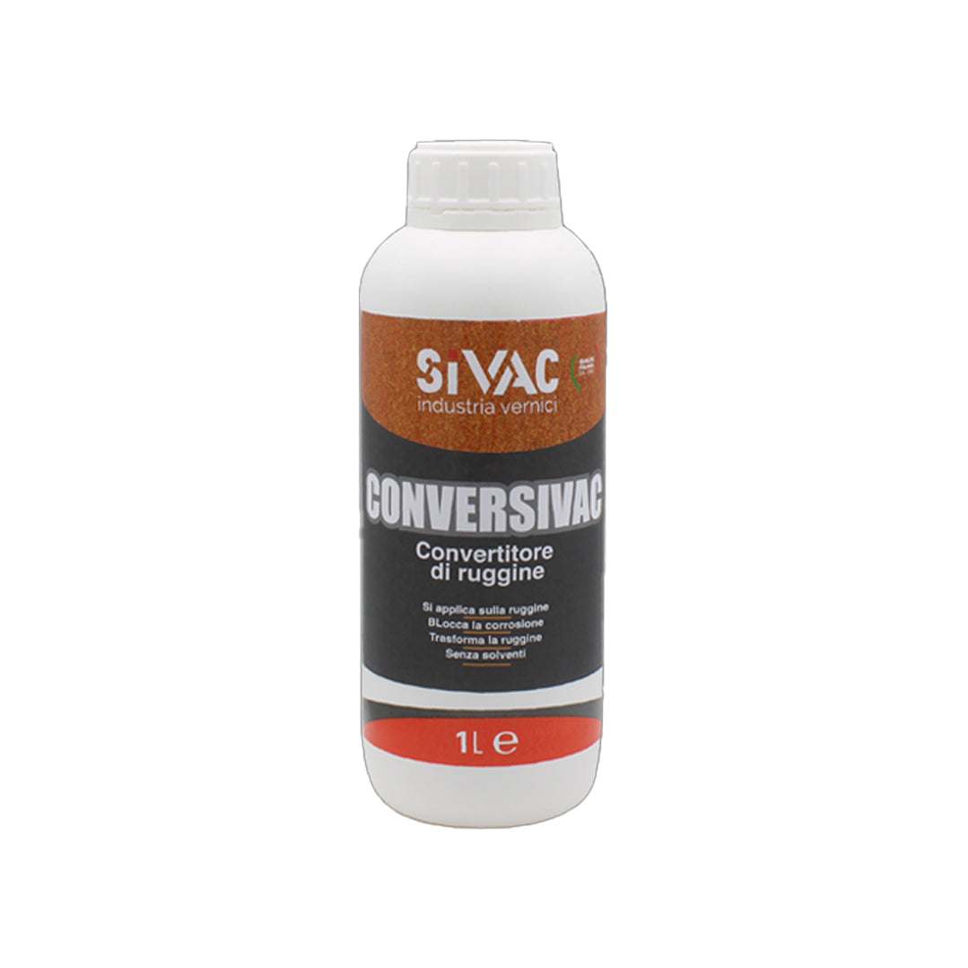 Convertitore di ruggine trasparente Conversivac SiVAC 1 litro trasforma la ruggine in composto stabile protegge superfici metalliche dalla corrosione per uso esterno