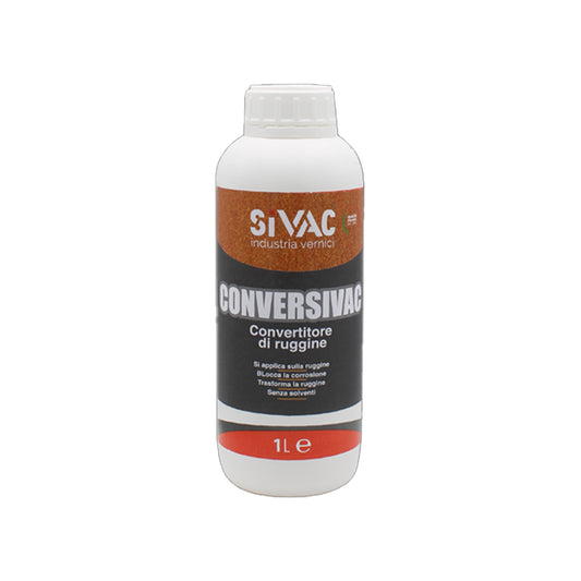 Convertitore di ruggine trasparente Conversivac SiVAC 1 litro trasforma la ruggine in composto stabile protegge superfici metalliche dalla corrosione per uso esterno