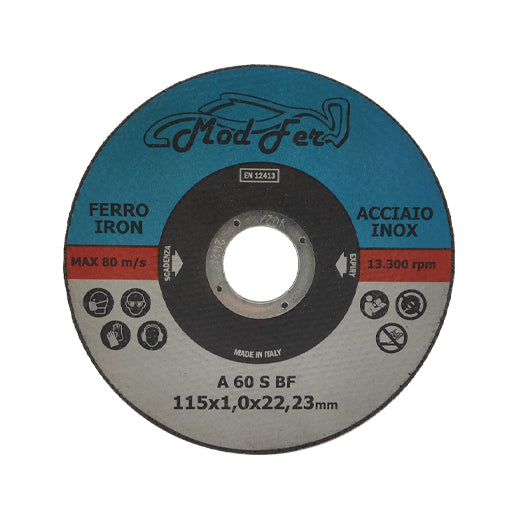 Disco da taglio abrasivo Modfer Ø 115x1,0x22 mm per ferro e acciaio inossidabile