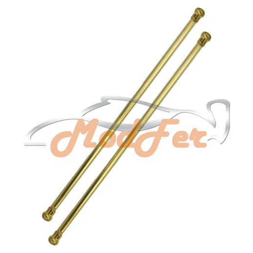 dozio, bacchette per tende e tendaggi in ferro ottonato con molla ventosa e ganci da cm. 50