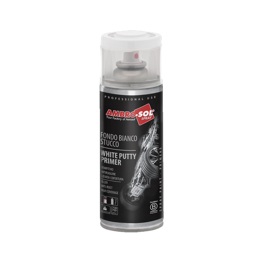 Bomboletta spray fondo stucco bianco antiruggine riempitivo 400ml per metallo e carrozzeria – Ambro-Sol V400STUCCO