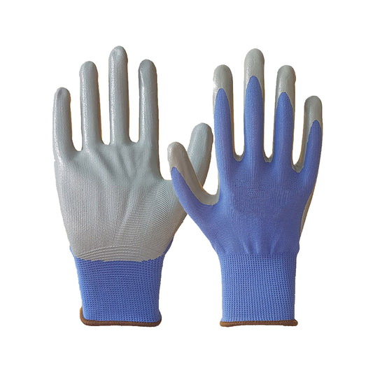 Guanti di protezione a filo continuo in nylon azzurro taglia M Seba NBR – palmo spalmato nitrile, 13 aghi, antiabrasione