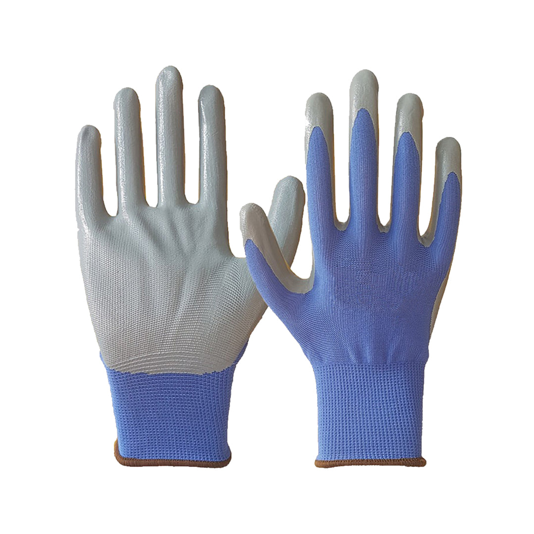 Guanti di protezione a filo continuo in nylon azzurro taglia S Seba NBR – palmo spalmato nitrile, 13 aghi, antiabrasione