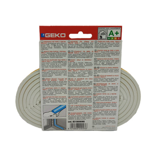 Guarnizione adesiva EPDM Geko profilo P bianca per isolamento termico porte e finestre