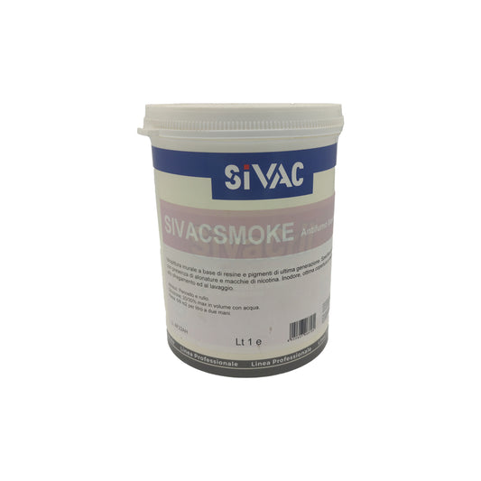Idropittura murale antifumo antimacchia Sivacsmoke SiVAC 1 litro inodore alta copertura resa 6-8 m²/l per aloni e macchie di nicotina su pareti interne