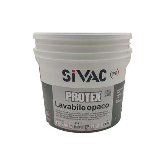 Idropittura murale lavabile opaca antimuffa Protex SiVAC 4 litri per interni ad alta umidità protezione da muffe e funghi su intonaci e gesso