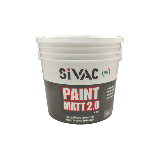Idropittura murale lavabile antiriflesso Paint Matt 2.0 SiVAC 4 litri finitura opaca antigoccia ad alta copertura per interni cucine e bagni