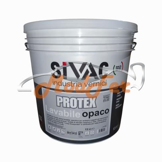 Idropittura murale lavabile Protex SiVAC da 13 litri, finitura opaca bianca con protezione anti-umidità