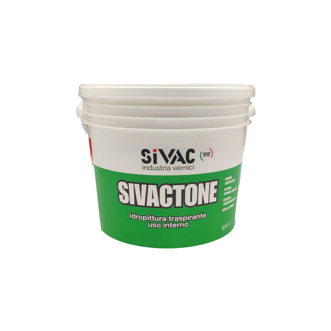 Idropittura traspirante opaca per interni Sivactone SiVAC 5 litri buona copertura e potere riempitivo per finiture uniformi su pareti interne