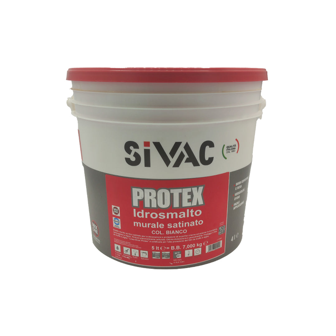 Idrosmalto murale satinato antimuffa SiVAC 13 litri acrilico certificato Protex per ambienti umidi su muratura cartongesso legno ferro e PVC