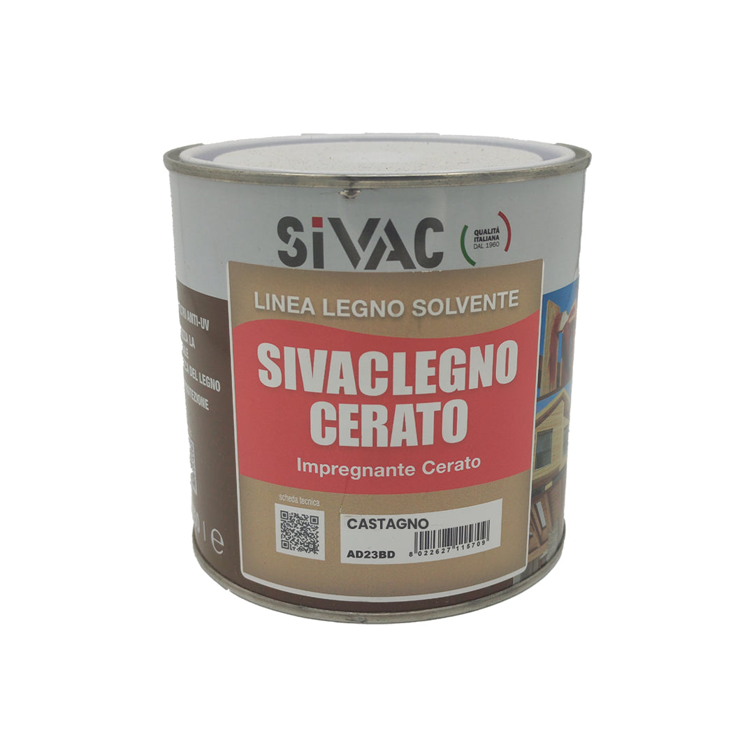 Impregnante cerato Castagno per legno 750ml Sivaclegno SiVAC – cere idrorepellenti, protezione UV, uso interno ed esterno