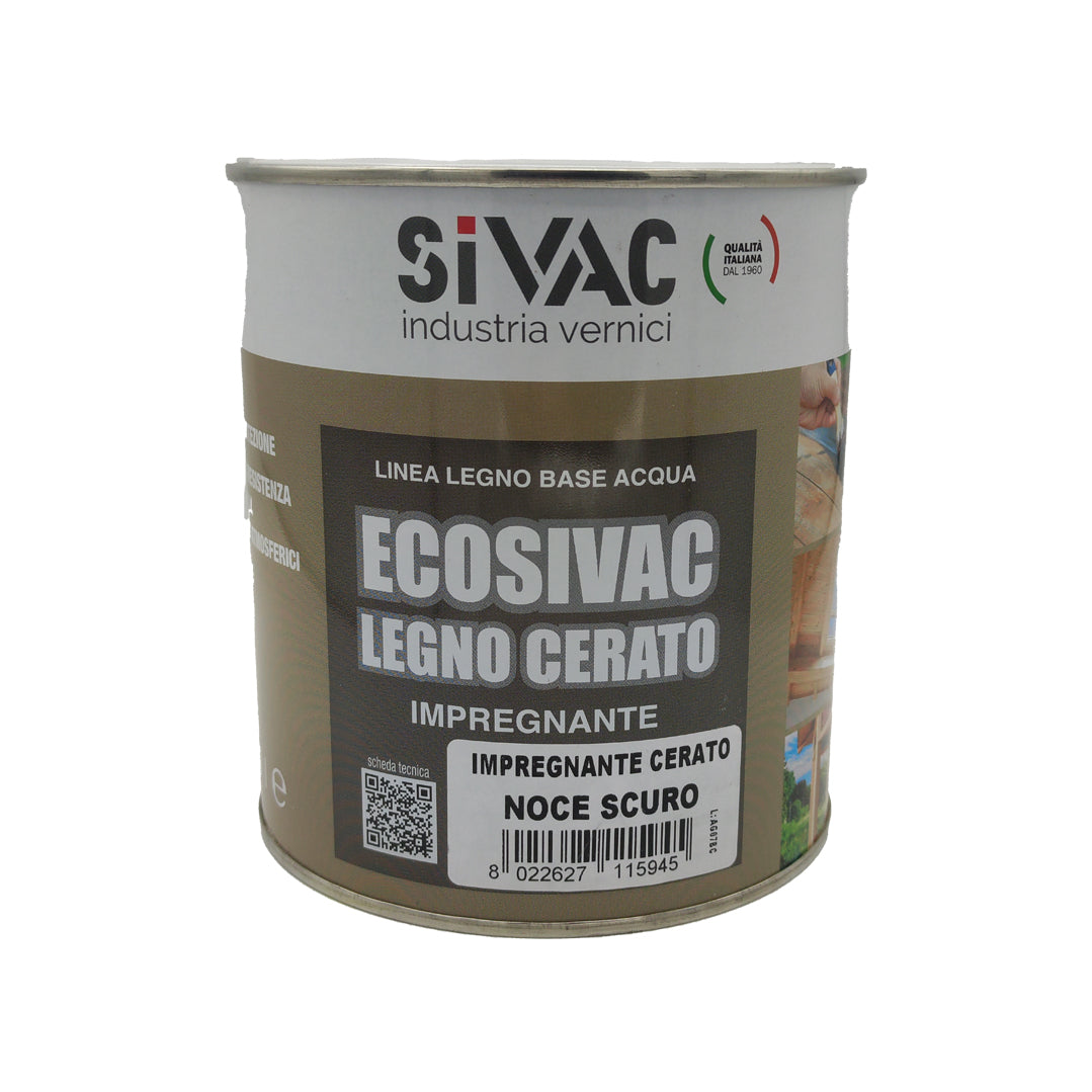 Impregnante cerato Noce Scuro per legno 750ml Ecosivac SiVAC – idrorepellente, uso interno ed esterno