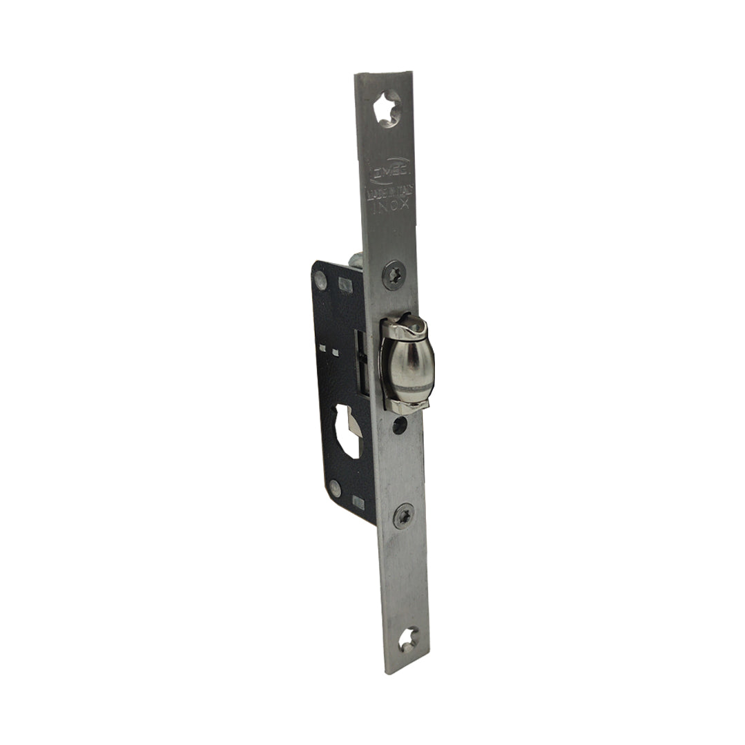Serratura per montante OMEC345 con rullo regolabile entrata 15mm in acciaio zincato