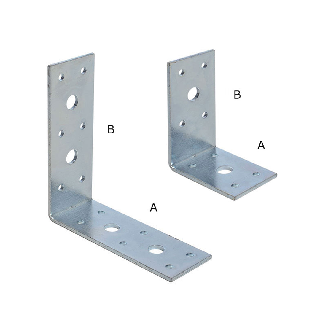 Piastra ad angolo zincata Sipa MM.80x60x40 spessore MM.3 fori Ø MM.5 e MM.10,5 per rinforzo strutturale di mobili e telai in legno