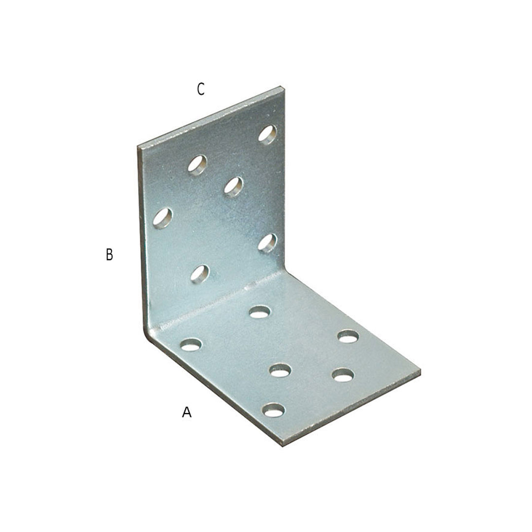 Piastrina ad angolo zincata Sipa MM.40x40x40 per giunzioni robuste su mobili, telai e strutture in legno